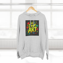 Load image into Gallery viewer, Artistic Three-Panel Fleece Hoodie - I AM ART, Cozy Pullover, Gift for Artists, Unique Art Hoodie, Art Lover Apparel