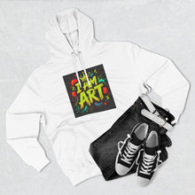 Load image into Gallery viewer, Artistic Three-Panel Fleece Hoodie - I AM ART, Cozy Pullover, Gift for Artists, Unique Art Hoodie, Art Lover Apparel