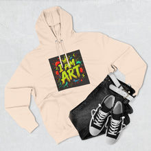 Load image into Gallery viewer, Artistic Three-Panel Fleece Hoodie - I AM ART, Cozy Pullover, Gift for Artists, Unique Art Hoodie, Art Lover Apparel