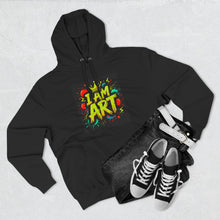 Load image into Gallery viewer, Artistic Three-Panel Fleece Hoodie - I AM ART, Cozy Pullover, Gift for Artists, Unique Art Hoodie, Art Lover Apparel