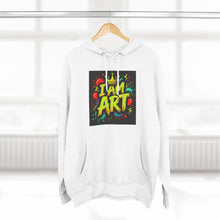 Load image into Gallery viewer, Artistic Three-Panel Fleece Hoodie - I AM ART, Cozy Pullover, Gift for Artists, Unique Art Hoodie, Art Lover Apparel
