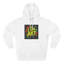 Load image into Gallery viewer, Artistic Three-Panel Fleece Hoodie - I AM ART, Cozy Pullover, Gift for Artists, Unique Art Hoodie, Art Lover Apparel
