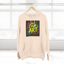 Load image into Gallery viewer, Artistic Three-Panel Fleece Hoodie - I AM ART, Cozy Pullover, Gift for Artists, Unique Art Hoodie, Art Lover Apparel

