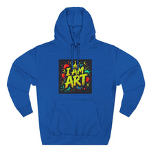 Load image into Gallery viewer, Artistic Three-Panel Fleece Hoodie - I AM ART, Cozy Pullover, Gift for Artists, Unique Art Hoodie, Art Lover Apparel
