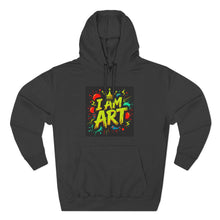Load image into Gallery viewer, Artistic Three-Panel Fleece Hoodie - I AM ART, Cozy Pullover, Gift for Artists, Unique Art Hoodie, Art Lover Apparel
