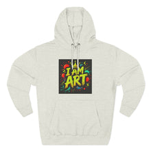 Load image into Gallery viewer, Artistic Three-Panel Fleece Hoodie - I AM ART, Cozy Pullover, Gift for Artists, Unique Art Hoodie, Art Lover Apparel
