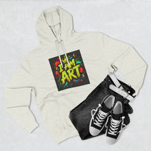 Load image into Gallery viewer, Artistic Three-Panel Fleece Hoodie - I AM ART, Cozy Pullover, Gift for Artists, Unique Art Hoodie, Art Lover Apparel
