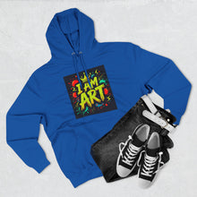 Load image into Gallery viewer, Artistic Three-Panel Fleece Hoodie - I AM ART, Cozy Pullover, Gift for Artists, Unique Art Hoodie, Art Lover Apparel

