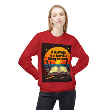 Load image into Gallery viewer, A Rhyme Is a Terrible Thing to Waste Crewneck Sweatshirt | Softstyle Fleece Pullover | Gift for Poets, Writers, Creative Minds, [...]
