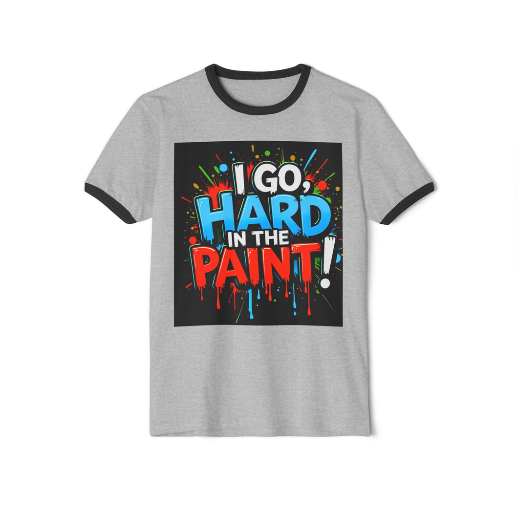 Artistic Unisex Cotton Ringer T-Shirt - Bold Colors, Street Art Design, Casual Wear, Unique Gift, Creative Expression