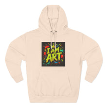 Load image into Gallery viewer, Artistic Three-Panel Fleece Hoodie - I AM ART, Cozy Pullover, Gift for Artists, Unique Art Hoodie, Art Lover Apparel
