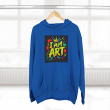 Load image into Gallery viewer, Artistic Three-Panel Fleece Hoodie - I AM ART, Cozy Pullover, Gift for Artists, Unique Art Hoodie, Art Lover Apparel
