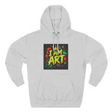 Load image into Gallery viewer, Artistic Three-Panel Fleece Hoodie - I AM ART, Cozy Pullover, Gift for Artists, Unique Art Hoodie, Art Lover Apparel
