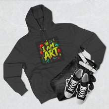 Load image into Gallery viewer, Artistic Three-Panel Fleece Hoodie - I AM ART, Cozy Pullover, Gift for Artists, Unique Art Hoodie, Art Lover Apparel
